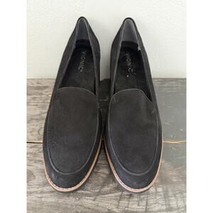 Vionic Willa Wedge Comfort Black Suede Slip On Loafers Orthotic Women Size 9